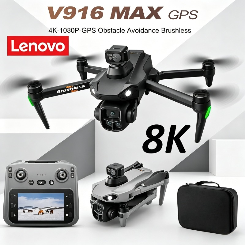 Drone Surveying - Lenovo V916MAX Professionelle 8K-Drohne mit HD-Doppelkamera,
